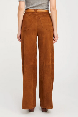 5 Pocket Mid Rise Wide Leg Pant | Dark Cognac