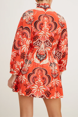 Beatrice Mini Dress | Palm Pavillion Coral