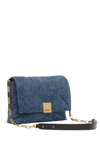 Merine Puffy Quilted Leather Bag | Dark Blue