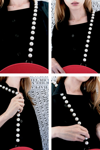 Martine Shoulder Strap | Pearls White / Black