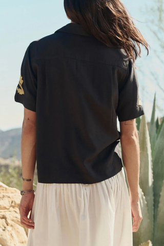 The Embroidered Paloma Top | Black