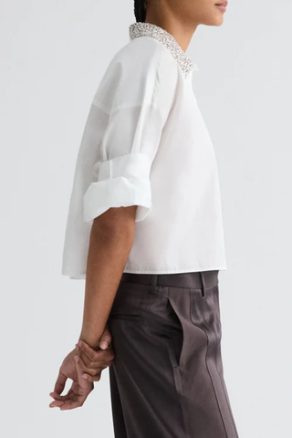 Next Ex Shirt With Crystal Collar | White