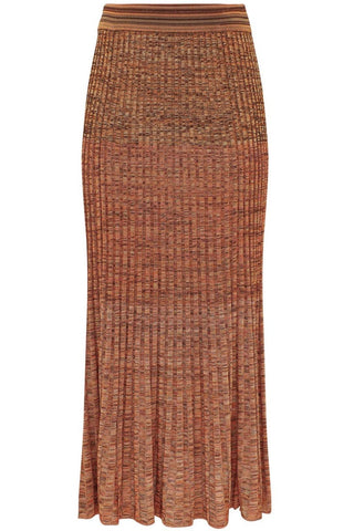 Mouline Rib Midi Skirt | Chocolate Multi