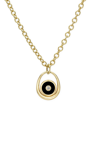 Midi Compass Pendant | Onyx