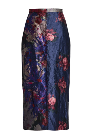 Textured Satin Pencil Skirt | Archive Patchwork Ink