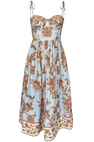 Aster Corset Midi Dress | Blue Jacobean