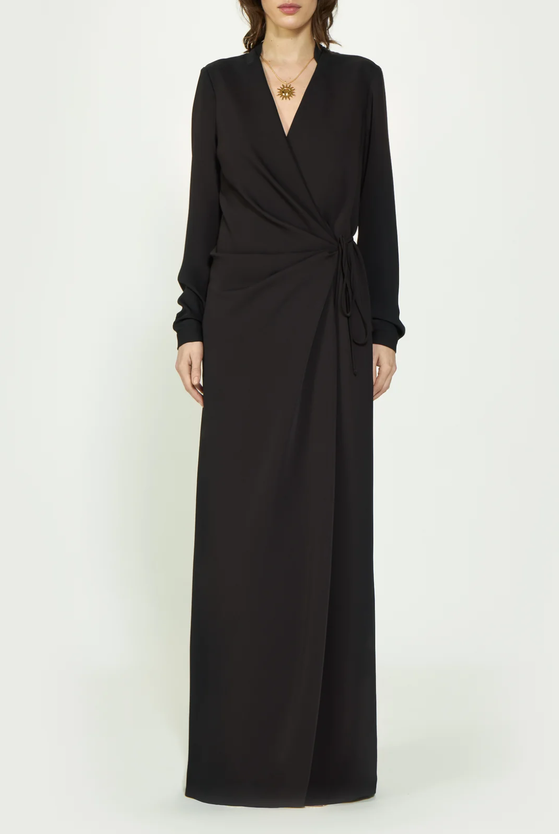 Jenella Crepe Cady Knotted Shirt Dress | Black Fr36/Us4 Jenella Crepe Cady Knotted Shirt Dress | Black Fr36/Us4