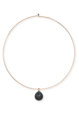 One-of-a-Kind Pearl Enameling Fin Hoop | Grey