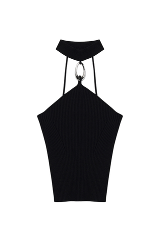 Rubie Mock Neck Top With Hardware | Black