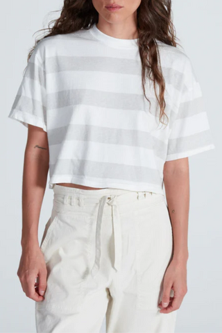 Shrunken Boy Tee Stripe | Grey Thick Stripe