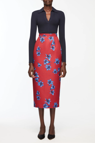 Lorelei Skirt | Red & Blue Festive Lillies