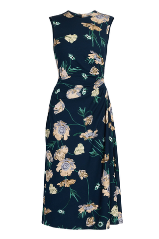 Floral Ponte Sleeveless Midi Dress | Belle Epoque Poppy Navy
