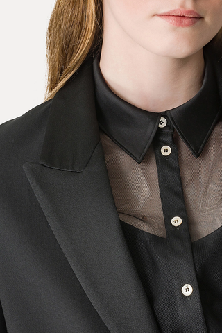 Wool Blend Canvas Jacket | Noir