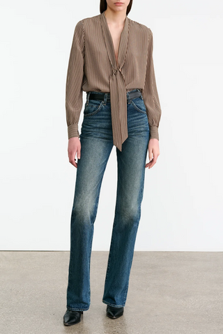 Irina Silk Blouse | Chocolate Stripes