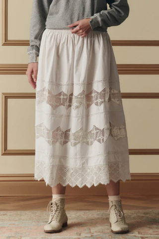 The Rosette Crochet Canary Skirt | Cream