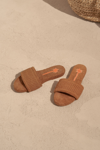Terry Cotton Sandals | Cuero + Orange Palm