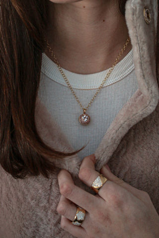 Morganite "Peekaboo" Heart Ball Locket Necklace | Pink Sapphire