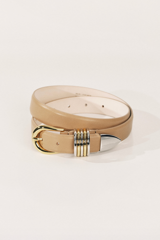 Hollyhock Mixed Metal Belt | Cappuccino
