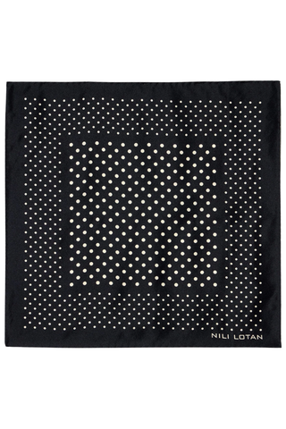 Silk Twill Dot Scarf | Black/Cream Multi Dot