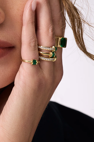 Magna Barrel Ring | Baguette Emeralds