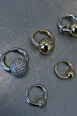Earring Piercing Large Line Pave | Yellow Gold