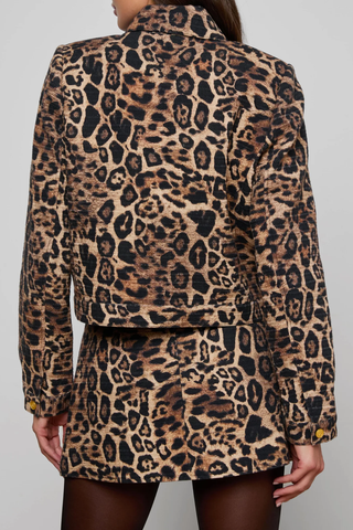 Nyx Crop Jacket| Brown Multi Patch Leopard