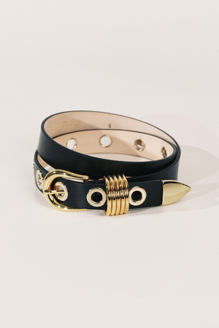 Hollyhock Rivet Belt | Black / Gold