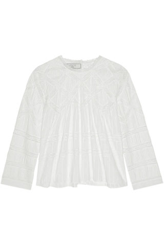 The Lattice Lace Victorian Top | White