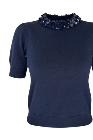 Jude SS Embellished Top | Midnight