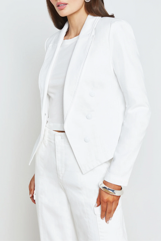 Wayne Crop Denim Blazer | Blanc