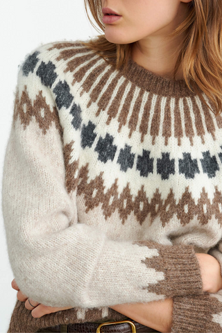 Alena Sweater | Oatmeal Fairisle