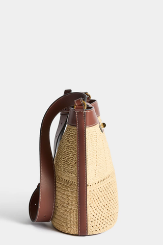 Raffia Patchwork Bucket | Natural