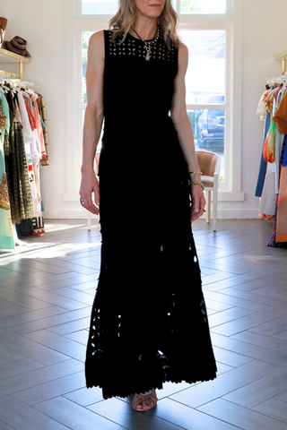 Lakshmi Eyelet Knit Dress | Noir