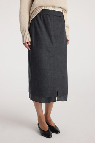 Boxer Detailed Skirt | Dark Grey Melange