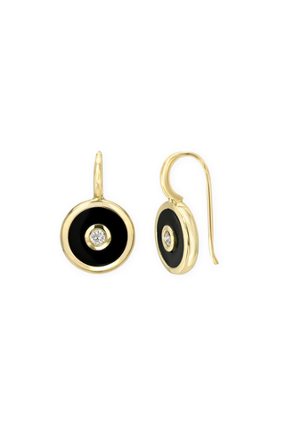 Midi Compass Hook Earrings | Onyx