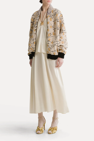 Cherry Blossom Jacquard Bomber Jacket | Mandorla