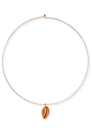 Petite Natural Cowry | Orange Sapphire