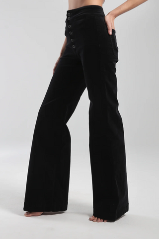 Brighton Wide Leg Pant | Black Velvet