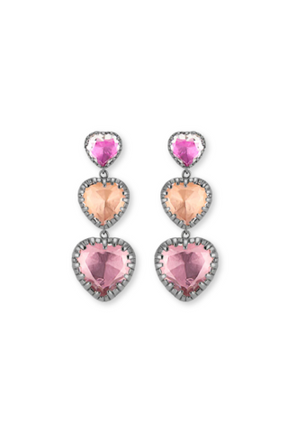 Valentina 3-Drop Earring | Black Rhodium / Multi-Pink