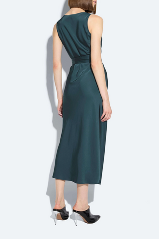 Satin Belted Dress | Marine