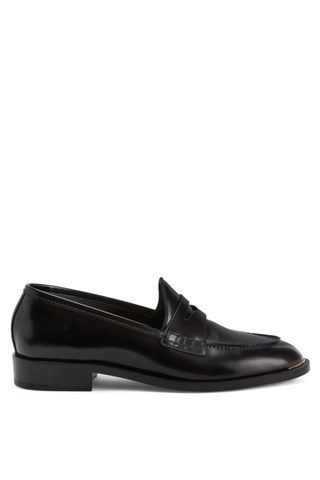 Faridha Leather Loafer | Black w/ Gold Rim