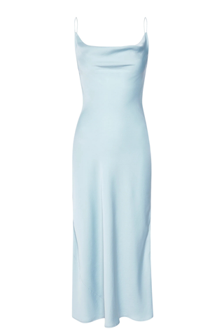 Satin Cowl Midi Dress | Soft Blue