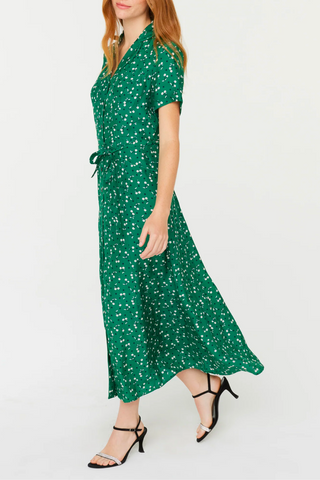 Long Silk Maria Dress | Green Cherry