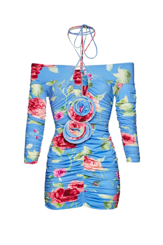 Off Shoulder Ruched Mini Dress | Blue Print