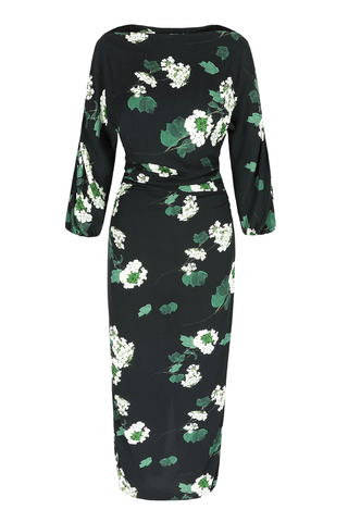 Ezra Dress | Hydrangea Green On Black
