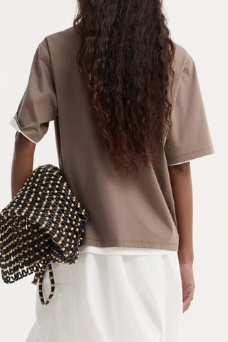 Oversized Cotton Silk T-Shirt | Taupe
