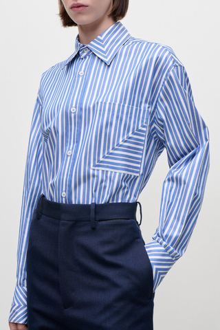 Pocket Detail Shirt | Blue/White