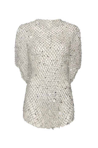 Net Mesh Sequin Cape Tee | Silver