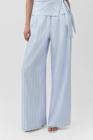 Grace Wide Leg Pant | Blue Stripe