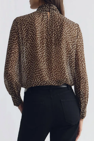 Remie Silk Blouse | Brown/Cream Wild Dots